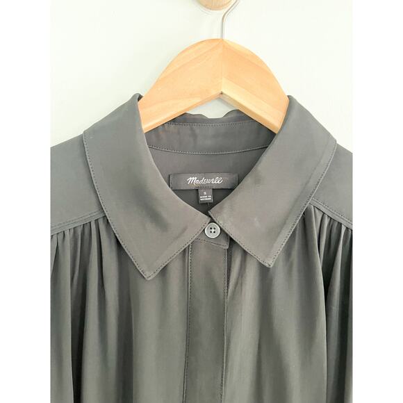 Madewell | NWT | Relaxed Button-Front Mini Dress in True Black | Sz S - Picture 5 of 11